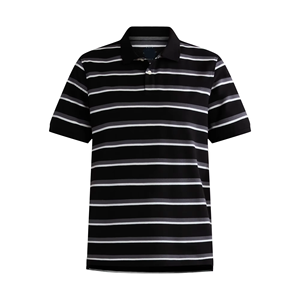เสื้อโปโลผู้ชายสีดำทันสมัยไซส์ใหญ่ ลายทาง แขนสั้น ทรงเข้ารูป สำหรับฤดูร้อน จากซัพพลายเออร์บังกลาเทศ - Product Image 1
