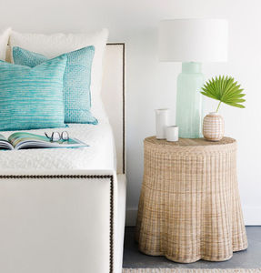 Tabouret en rotin d'artisanat vietnamien, table d'appoint festonnée en osier naturel pour salon, chambre à coucher, meubles de décoration intérieure - Product Image 3