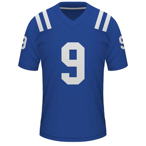 Camiseta de Fútbol Americano para Hombre, Azul, Cuello en V, Manga Corta, 100% Poliéster, Absorbe la Humedad, Uniforme de Práctica, Número 9 - Product Image 2