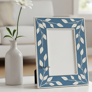 Cadre décoratif de luxe pour photos avec incrustation florale bleue - Product Image 6