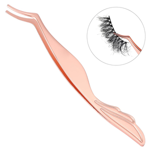 Wholesale Rose Gold Color Eyelash Applicator Tools Strong Tip Grips Metal Eye <b>Lash</b> Applicators Tweezer With Customized Logo - Product Image 3