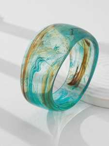 Brazalete de Resina Azul Grueso, Brazalete Minimalista para Mujer, Nueva Colección, Joyería Estilo Ángel para Fiestas y Bodas - Product Image 3