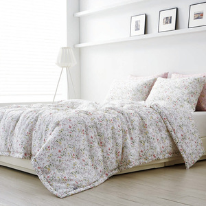 [NONA] DIBAKO AROMA <b>Bed</b> Linen Comforter Set Trendy Ivory Light Gray Pink Floral Pattern Exotic Hotel Bedding Set - Product Image 4