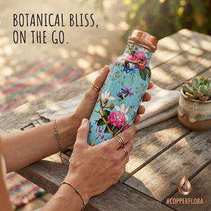 Wholesale Pure Copper <b>Water</b> <b>Bottle</b> with Colorful Floral Bird Design, Handmade Decorative Drinkware for Home, Yoga, Gift & <b>Custom</b> - Product Image 5