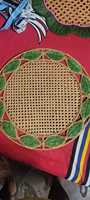 Napperons de table vintage en raphia naturel, tissés à la main, écologiques, diamètre 300 mm, pour décoration rustique de cuisine et salle à manger, export