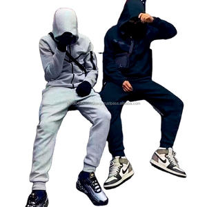 Ensemble de survêtement pour homme avec fermeture éclair, logo personnalisé, jogging et sweat-shirt, ensemble de survêtement de sport, molleton technique en polyester - Product Image 2