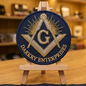 Écusson de broderie personnalisé en fil métallique pour insignes maçonniques, compas carré, G et les Deux Piliers, badge de loge en feutre bleu, accessoire d'uniforme - Product Image 6