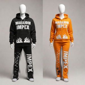 ชุดเซ็ตสองชิ้นสำหรับฤดูหนาว กางเกงขายาวผ้าเฟรนช์เทอร์รี่ปักลาย ฮู้ดดี้แบบจ็อกเกอร์ มีเชือกผูก เอวสูง ผ้าหนา เป็นมิตรต่อสิ่งแวดล้อม - Product Image 6