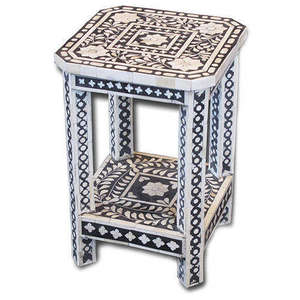 Commode à tiroirs florale personnalisable avec plateau de rangement en os incrusté multicolore pour cuisine - Product Image 1