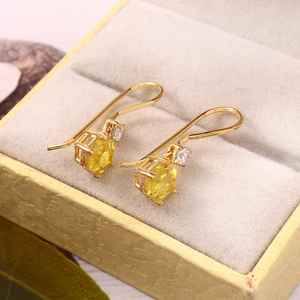 Pendientes de zafiro amarillo, piedra preciosa hexagonal de Ceilán, plata de ley 925, joyería fina para mujer, regalo - Product Image 6