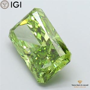 Diamant de laboratoire CVD de 5,02 carats, taille Radiant, avec certificat IGI, couleur vert vif fantaisie, clarté VS1, pour fiançailles personnalisées - Product Image 3