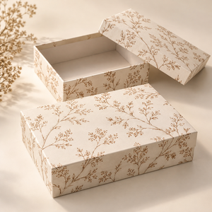 Boîte personnalisée en ivoire avec couvercle et base pour emballage de coffret cadeau de parfum - Product Image 1