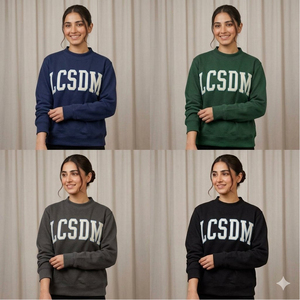 Women's Green Crew Neck <b>Sweatshirt</b> With <b>White</b> LCSDM Letter Print Regular Fit Full Sleeve Knitted Cotton Autumn Wear - Product Image 3