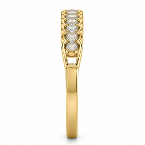 Anillo de Boda de Media Eternidad con Diamantes Cultivados en Laboratorio, Chapado en Rodio, Oro de 14 Quilates, Certificado IGI, Corte Brillante, Engaste de Bisel y Milgrain - Product Image 2