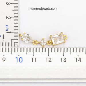 Gold Plated Stainless Steel Pendant Necklace Three Stone Charm <b>Chain</b> Necklace Pear Cut Princess Cut Diamond Jewelry for Women - Product Image 6