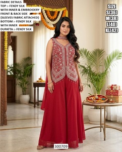 Conjunto de Boda para Mujer Meher Fendy Bandhani, Bordado Tradicional, Largo hasta el Suelo, Secado Rápido, Corte Regular, para Todas las Temporadas - Product Image 1