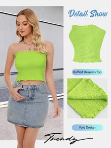 เสื้อกล้ามถักไหมพรมสีเขียวมะนาวแบบผูกคอ ไร้สายรัดไหล่ แต่งระบาย สปอร์ต รักษ์โลก แห้งเร็ว ระบายอากาศได้ดี สำหรับผู้หญิง - Product Image 2