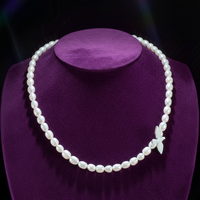 Bijoux fins élégant 925 en argent Sterling 5A perle de riz d'eau douce émail colombe collier pour les femmes mariée mariage anniversaire fête