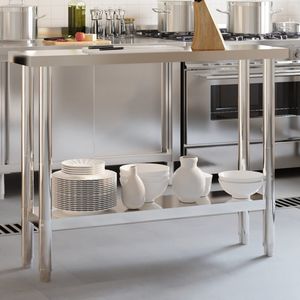 Mesa de Trabajo para Cocina Comercial de 43.3''x11.8''x33.5'' de Acero Inoxidable - Product Image 1