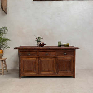 Buffet en bois rustique antique avec 3 tiroirs et 3 portes shaker pour salon - Product Image 5