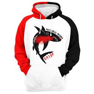 Sweat à capuche Killer Shark pour homme, pull à capuche imprimé par sublimation, design dégradé bleu foncé, logo frontal, streetwear d'automne - Product Image 2