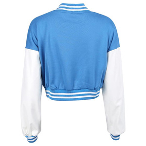 Blouson universitaire court personnalisé pour femme avec patch en chenille et lettres brodées, style baseball streetwear, service d'échantillons OEM disponible dès maintenant - Product Image 3