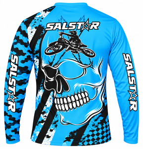 Custom <b>Motorcycle</b> Racing Jersey Long Sleeve Sublimation MX Motocross Off Road Riding Blue <b>Shirt</b> OEM Sportswear Manufacturer - Product Image 4