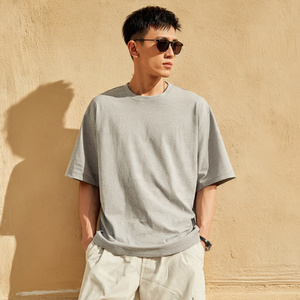 T-shirt Homme à Épaules Tombantes 100% Coton Mi-lourd Coupe Oversize – T-shirts d'Été Streetwear à Manches Courtes pour Hommes - Product Image 4