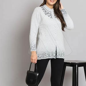 Suéter de Punto para Mujer, 100% Algodón, Bordado, Invierno, Casual, Cálido, Suave, con Botones Cubiertos - Product Image 5