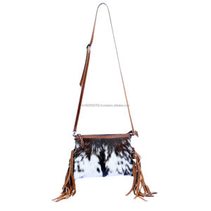 Vente chaude sacs à main en bandoulière fabriqués à la main en cuir véritable pour femmes sac de messager Western Fringe Logo personnalisé en cuir de vachette - Product Image 2