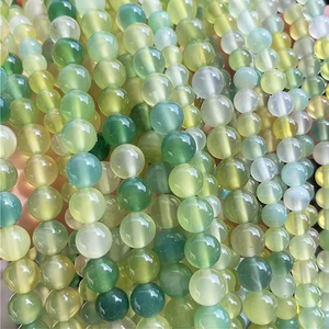 Perles en vrac d'agate verte naturelle, perles rondes d'agate pomme, accessoires perlés faits à la main pour la fabrication DIY - Product Image 1