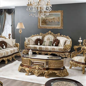 Ensemble de canapés de luxe en teck massif sculpté, style Mid-Century Modern, pour salon, appartement, bureau, configuration 3+2+1 places - Product Image 3