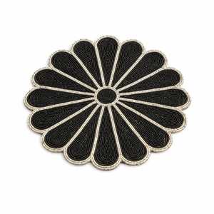 <b>Beaded</b> <b>Placemats</b> Set Mat Decorative Accent <b>Placemats</b> Handmade Floral <b>Beaded</b> <b>Placemat</b> Black <b>Beaded</b> Mats - Product Image 1
