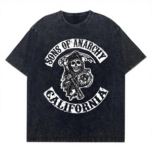T-shirt en tricot délavé Fly Fit International Reaper unisexe à manches courtes, style Anarchy Vintage Biker Gang, confortable, séchage rapide, 100% coton - Product Image 4
