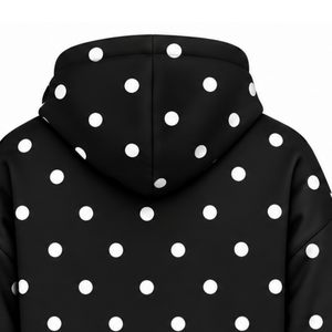 <b>Black</b> White Polka Dot <b>Women</b> Pullover Hoodie Casual <b>Fleece</b> Hooded Sweatshirt Long Sleeve Drawstring Kangaroo Pocket Streetwear - Product Image 4