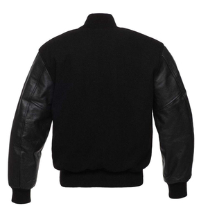 Vestes de sport personnalisées de luxe noires pour hommes, veste de sport à manches en cuir, veste de sport pour hommes - Product Image 2