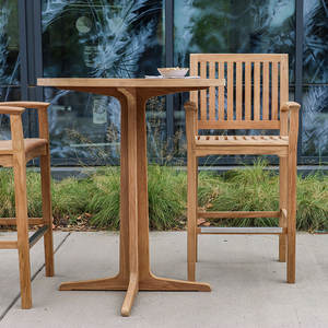 Mesa de Bar de Madera de Teca de Primera Calidad para Exteriores con Base Central Resistente para Cafetería, Terraza y Salón de Hotel - Product Image 3