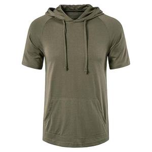 Sudadera con Capucha de Manga Corta para Hombre, Estampado Digital Personalizado, Bordado, Corte Regular, para Gimnasio y Entrenamiento, Poliéster/Algodón, Negra - Product Image 5
