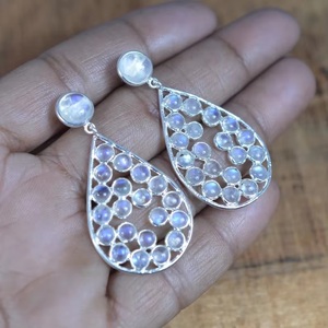 Boucles d'oreilles clous en argent sterling 925 avec pierre de lune arc-en-ciel, faites à la main, pierre précieuse naturelle, pierre de naissance de juin, bijoux chrétiens, cadeau d'anniversaire - Product Image 6