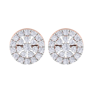 Pendientes de Diamantes Redondos con Halo Personalizados, Pendientes de Oro Rosa de Dos Tonos, Joyería de Diamantes Reales, Venta al por Mayor de Fábrica, Regalo - Product Image 2