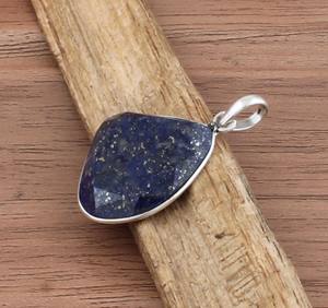 Natural <b>Lapis</b> <b>Lazuli</b> Hexagon Charms 925 Sterling Silver Fancy Shield Shape Blue Gemstone Vintage Platinum Plated Necklace for - Product Image 3