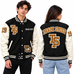 <b>Track</b> Stuff Custom <b>Mens</b> Varsity Letterman <b>Jacket</b> Wool Cotton Stand Collar Custom Embroidered Logo Front Streetwear Winter - Product Image 2