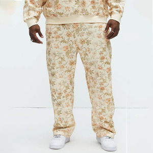 Pantalon de survêtement pour homme à imprimé floral, taille élastique, coupe décontractée, en coton mi-lourd, style printemps, fabriqué au Pakistan, pantalon personnalisé - Product Image 3