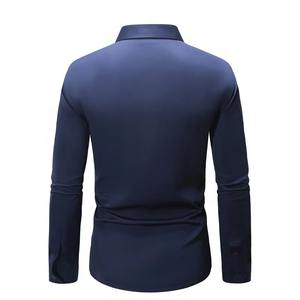 เสื้อเชิ้ตแขนยาวมีกระดุมแบบลำลองสำหรับผู้ชายเสื้อเชิ้ตแขนยาวแบบคลาสสิกสำหรับผู้ชายเสื้อเชิ้ตผ้าฝ้ายแขนยาวลายตาราง - Product Image 3