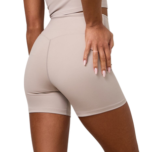 Beige High Waist Fitness <b>Shorts</b> <b>Women</b> Stretch Gymwear Activewear Training Workout Performance Sports Wear Daily Use - Product Image 2