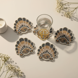 Handmade Eco-Friendly Bohemian Round Glass <b>Coasters</b> with Beaded Designs for Table Decoration - Product Image 4