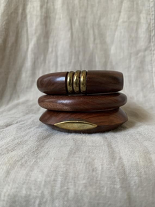 Ensemble de 5 bracelets en bois et laiton faits à la main, à la mode, plaqués en acier inoxydable, cadeaux par AFZA ENTERPRISES - Product Image 3