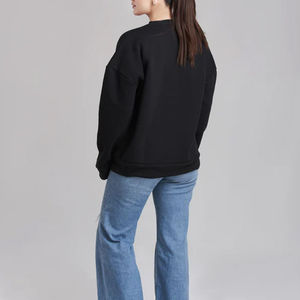 Sweat-shirt pour femme 100% coton, couleur unie, écologique, respirant, coupe ajustée, pull d'hiver - Product Image 3