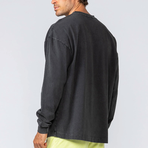 Camiseta de Manga Larga para Hombre, Corte Regular, Color Sólido, Cuello Redondo, Informal, Tejido de Punto, 100% Algodón Jersey, Transpirable - Product Image 2