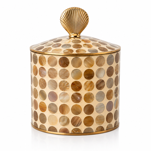 Tarro de Almacenamiento de Resina con Diseño de Rayas Verdes y Borde Dorado, Caja Decorativa Multifuncional de Lujo Moderno para Sala de Estar, Precio al por Mayor - Product Image 6